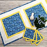 Úžitkový textil - Modrý Vyšívaný, patchworkový obrus - Nezábudkový - 14397412_