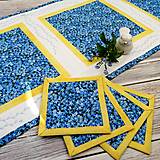 Úžitkový textil - Modrý Vyšívaný, patchworkový obrus - Nezábudkový - 14397414_