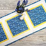 Úžitkový textil - Modrý Vyšívaný, patchworkový obrus - Nezábudkový - 14397418_