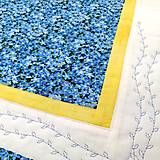 Úžitkový textil - Modrý Vyšívaný, patchworkový obrus - Nezábudkový - 14397435_