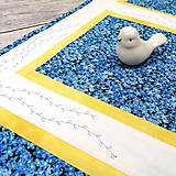 Úžitkový textil - Modrý Vyšívaný, patchworkový obrus - Nezábudkový - 14397436_