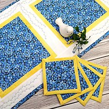 Úžitkový textil - Modrý Vyšívaný, patchworkový obrus - Nezábudkový - 14397416_