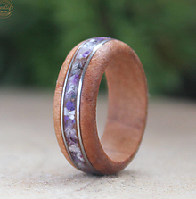Prstene - Drevený prsteň zo striebra a zmiešaných kameňov - 14400793_