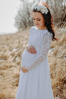 Šaty - Jednoduché svadobné/spoločenské šaty vhodné aj pre tehotnú nevestu – Mexy - 14400767_