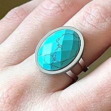 Prstene - Faceted Tyrkenite & Stainless Steel Ring / Prsteň s brúseným tyrkenitom z chirurgickej ocele - 14403752_