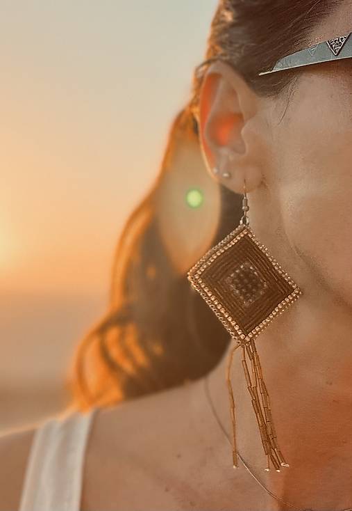 Náušnice - kosoštvorce /korálky/ - 14402012_