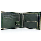 Peňaženky - Ručne tieňovaná kožená peňaženka, zelená farba - 14401648_