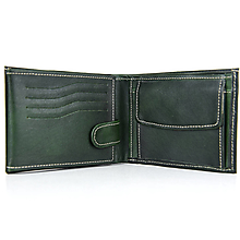 Peňaženky - Ručne tieňovaná kožená peňaženka, zelená farba - 14401648_