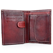 Pánske tašky - Pánska kožená peňaženka v tmavo bordovej farbe, ručne tieňovaná - 14401669_