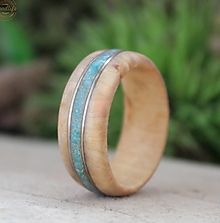 Prstene - Drevený prsteň s oceľou, nefritom a regalitom - 14403148_