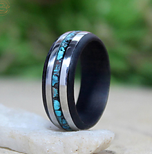 Prstene - Ebenový prsteň s jaspisom a oceľou - 14403599_