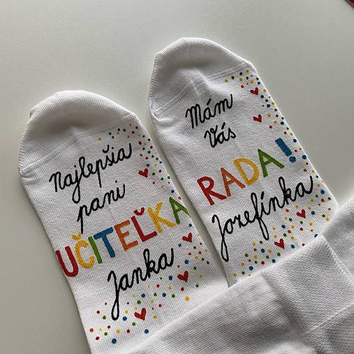 Maľované ponožky pre PANI UČITEĽKU (s menami)