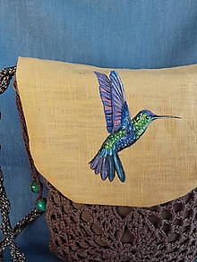 Kabelky - Maľovaná taška Kolibrík - 14403487_