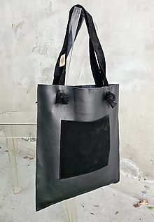 Veľké tašky - ČIERNA kožená veľká taška - 14405834_