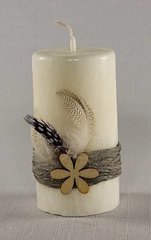 Sviečky - Veľkonočná sviečka biela - tmavá šnúrka - 14407051_