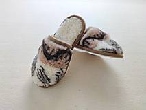 Ponožky, pančuchy, obuv - VLNIENKA barefoot papuče na doma 100% ovčia vlna MERINO Vlnka stredne tmavé Mix hnedý lem  (5-6 (38-40)) - 14408825_