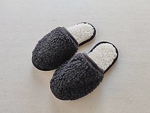 Ponožky, pančuchy, obuv - VLNIENKA barefoot papuče na doma 100% ovčia vlna MERINO Antracit - 14409081_