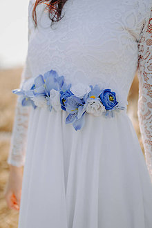 Opasky - Kvetovaný opasok – modrý - 14409169_