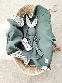 Detské doplnky - 3 dielna mušelínová sada NORDIC DARK MINT 90x90cm - 14411841_