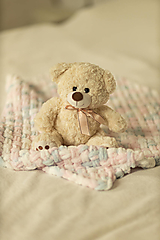 Detský textil - ružovosivá pavučinka : deka z Alize Puffy Color - 14411307_