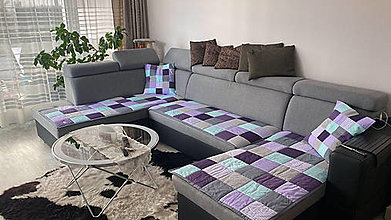 Úžitkový textil - Patchwork prehoz na gauč, Fialová - 14410886_