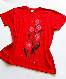 Topy, tričká, tielka - Ruže ... 2XL maľované tričko - 14413856_