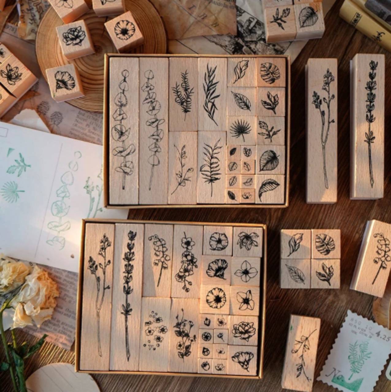 PE106 Sada pečiatok kvety, listy 