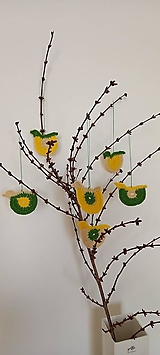 Dekorácie - Vtáčiky žlto-zeleno-bežové - 14413319_