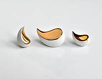 Sady šperkov - Porcelánové náušnice + brož - Zlaté listy - 14418570_