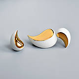 Sady šperkov - Porcelánové náušnice + brož - Zlaté listy - 14418572_