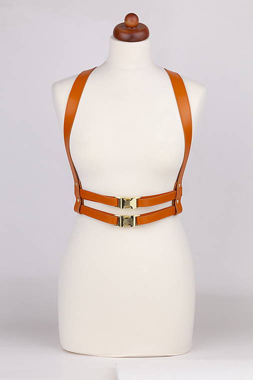 Na mobil - Kožené púzdro / PHONE + traky HARNESS 2 (Oranžová) - 14418854_