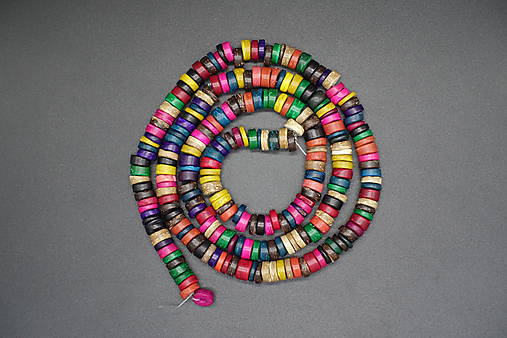 Korálky - Kokosový orech/39cm (disk mix farby) 9x3 - 14417760_