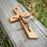 Dekorácie - Svadobný krížik s kovovým Ježišom - 14417286_