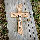 Dekorácie - Svadobný krížik s kovovým Ježišom - 14417287_
