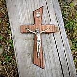 Dekorácie - Svadobný krížik s kovovým Ježišom - 14417292_