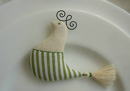 Dekorácie - Darčeky pre svadobčanov -Vtáčiky 3 (vttáčik zelený prúžok) - 14418262_