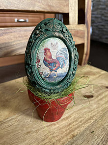Dekorácie - Veľkonočné vajíčko kohútik v kvetináči - 14417033_