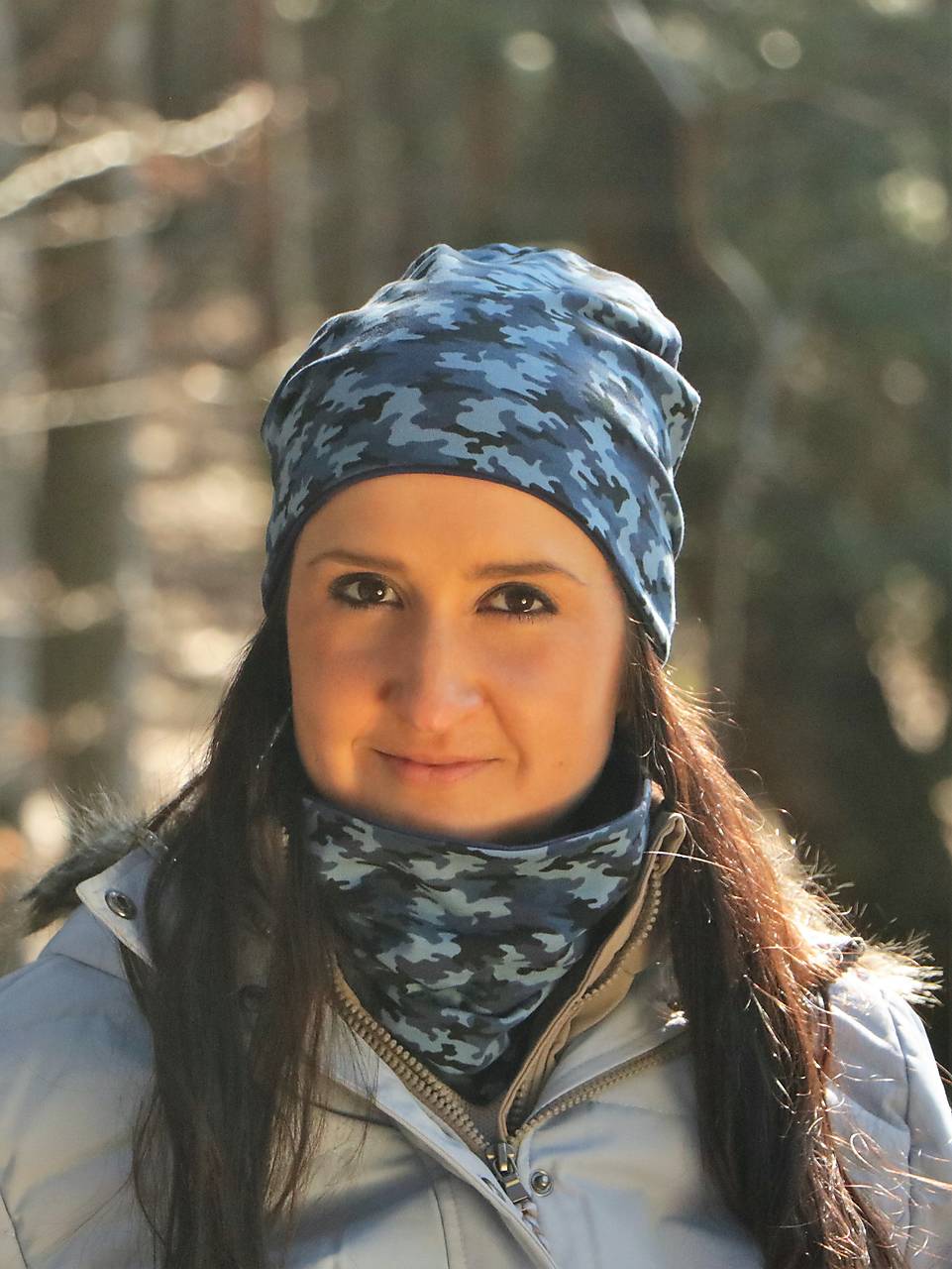 Maskáč modrý mini čiapka, nákrčník alebo set