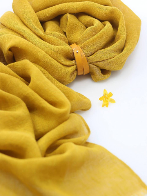 Jemná veľká ľanová šatka krásnej žltej farby"Slnečnica" 