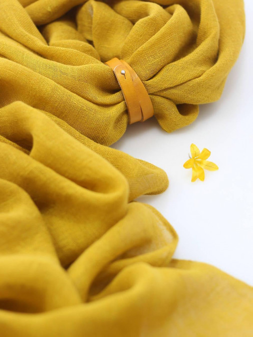Jemná veľká ľanová šatka krásnej žltej farby"Slnečnica" 