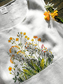 Blúzky a košele - Ľanový top "žlté kvety" - 14420158_