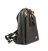 Batohy - Kožený ruksak z pravej hovädzej kože v čiernej farbe - 14421657_