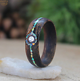 Prstene - Přírodní prsten s opálem a křišťálem Swarovski - 14421942_