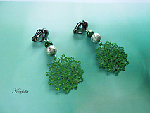 Náušnice - Náušnice klipsy zelené kytičky - 14422149_