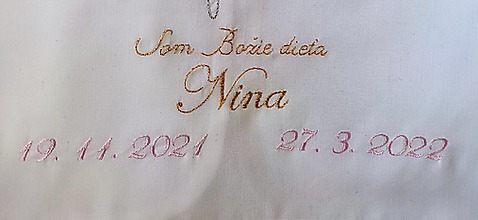 Detský textil - Nápis Som Božie dieťa na košieľke (Zlatá) - 14420524_