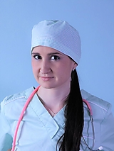 Čiapky, čelenky, klobúky - Dizajnová operačná / chirurgická čiapka pásik zelený - 14424937_
