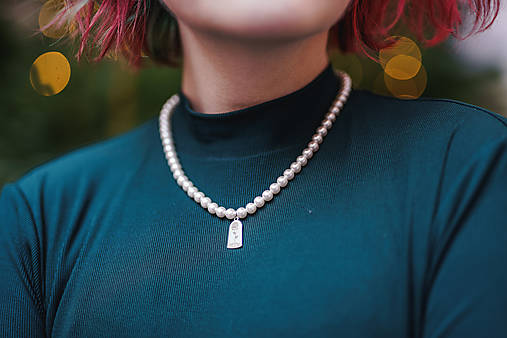 shell perlový náhrdelník - Malý princ - ruža