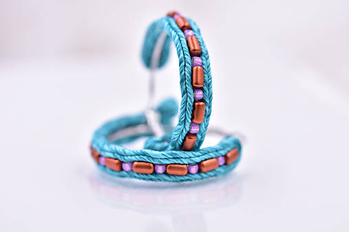 Náušnice - Tyrkysové soutache náušnice kruhy - 14425509_