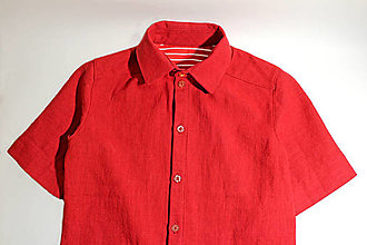 Detské oblečenie - košeľa ľanová "Klasika" , krátky rukáv, detská - 14425477_