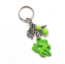 Kľúčenky - Kľúčenka "jednorožec" s anjelikom (zelená) - 14427658_